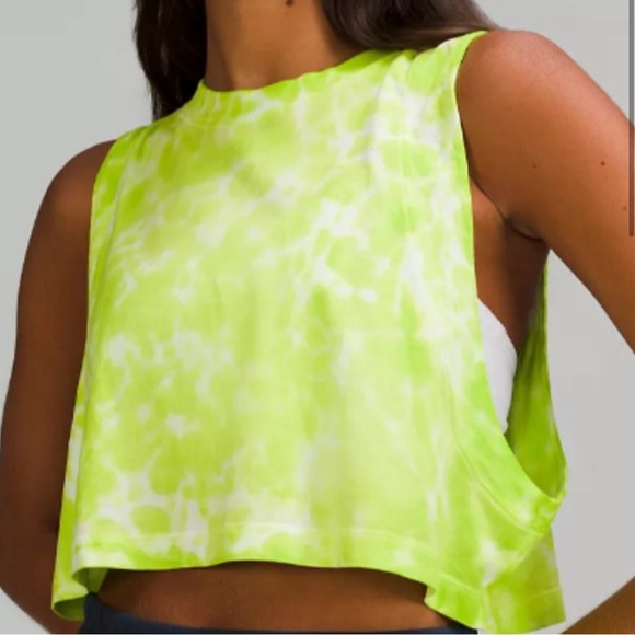 lululemon athletica Tops - Lululemon Top All Yours Cropped Cotton Tank Marmoleado Tie Dye Eccentric Lime-2